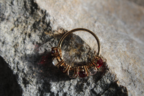 Half Eternity Oval Rubies and moonstones
