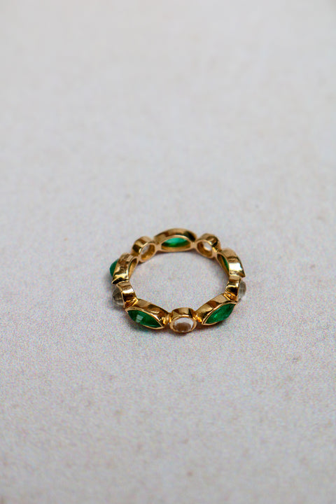 Esmerald and Moonstone Candy ring