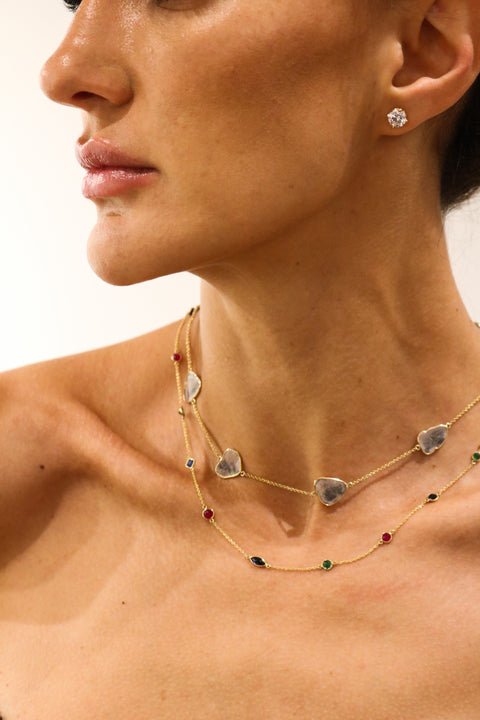 S/P Diamond slices necklace