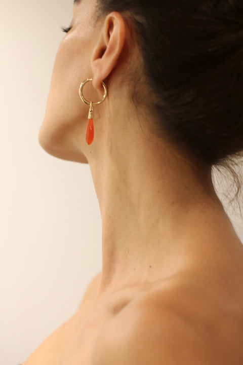 Orange Chalcedony drop pendant