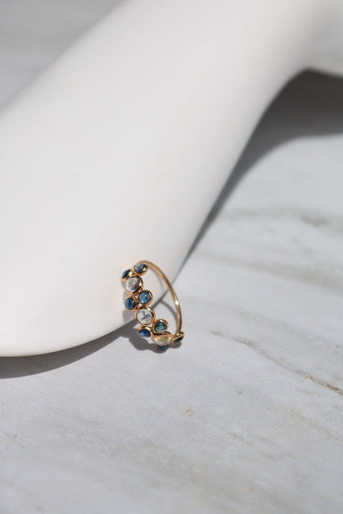 Sapphires and Moonstone half eternity Candy ring