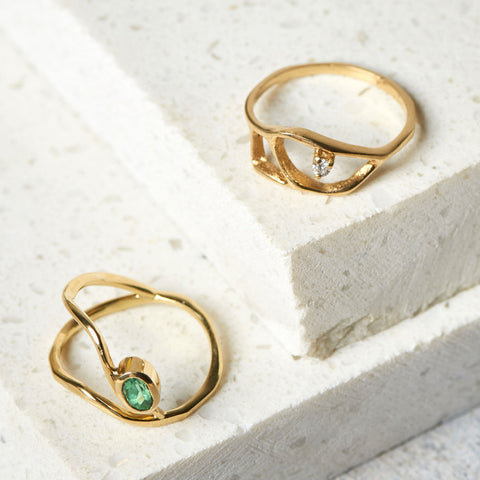 Kintsugui Ring 4 with color gem stone