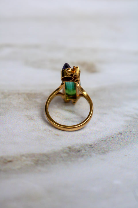 Bicolor Tourmaline SeaFoam Ring