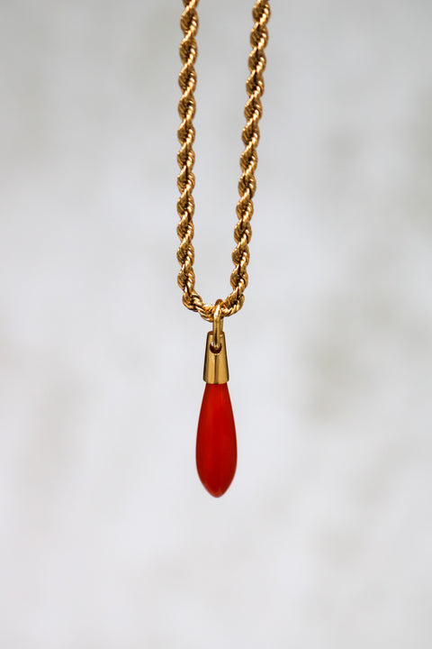 Orange Chalcedony drop pendant