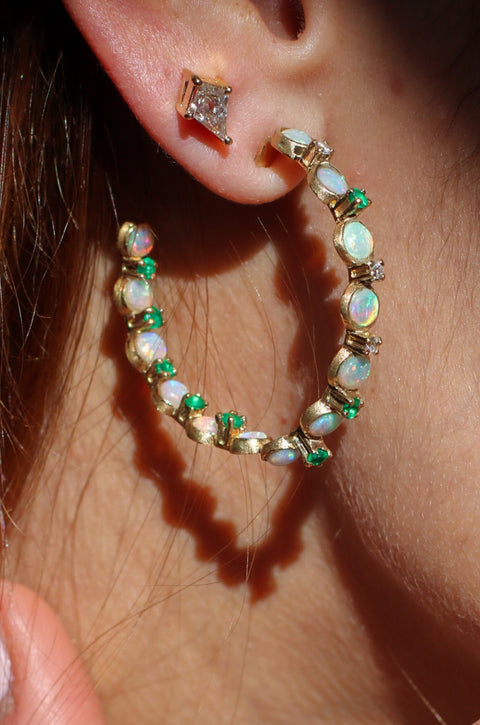 Opal Hoops- One of a  “K” Collection