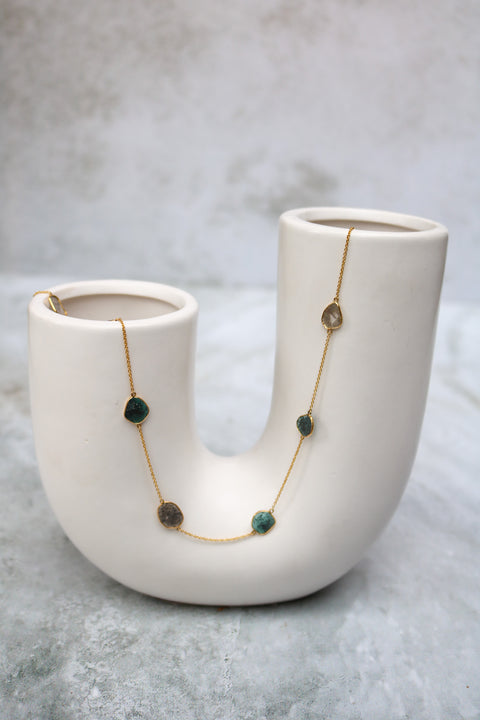 S/P Bluish Diamond slices necklace