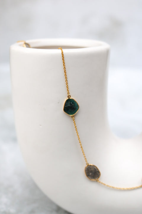 S/P Bluish Diamond slices necklace