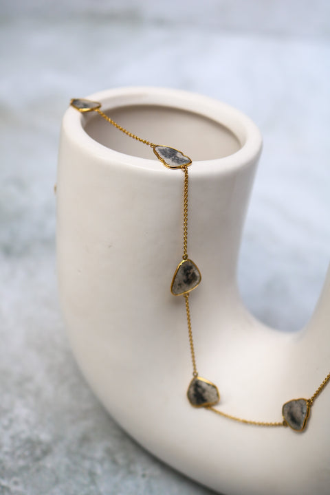 S/P Diamond slices necklace