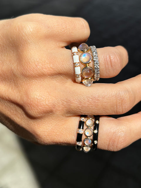 Big Faceted  Moonstone eternity Candy ring
