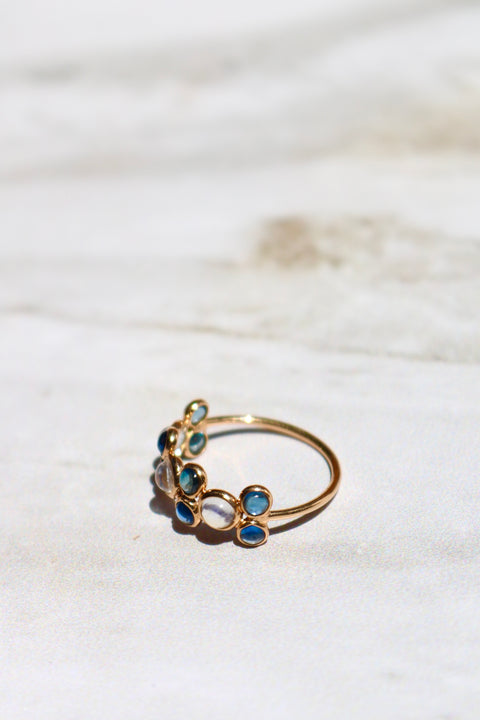 Sapphires and Moonstone half eternity Candy ring
